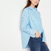 a.n.a Womens Long Sleeve Oversized Button-Down Shirt