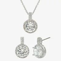 Sparkle Allure Halo 2-pc. Cubic Zirconia Pure Silver Over Brass Round Jewelry Set