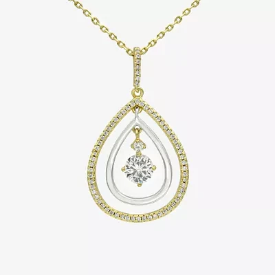 Sparkle Allure Orbital Cubic Zirconia 14K Gold Over Brass Pure Silver Over Brass Link Pear Pendant Necklace