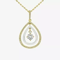 Sparkle Allure Orbital Cubic Zirconia 14K Gold Over Brass Pure Silver Over Brass Link Pear Pendant Necklace