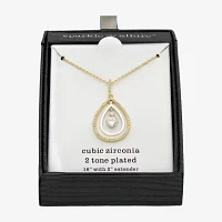 Sparkle Allure Orbital Cubic Zirconia 14K Gold Over Brass Pure Silver Over Brass Link Pear Pendant Necklace