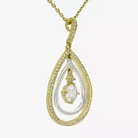 Sparkle Allure Orbital Cubic Zirconia 14K Gold Over Brass Pure Silver Over Brass Link Pear Pendant Necklace