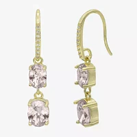 Sparkle Allure Cubic Zirconia 14K Gold Over Brass Oval Drop Earrings