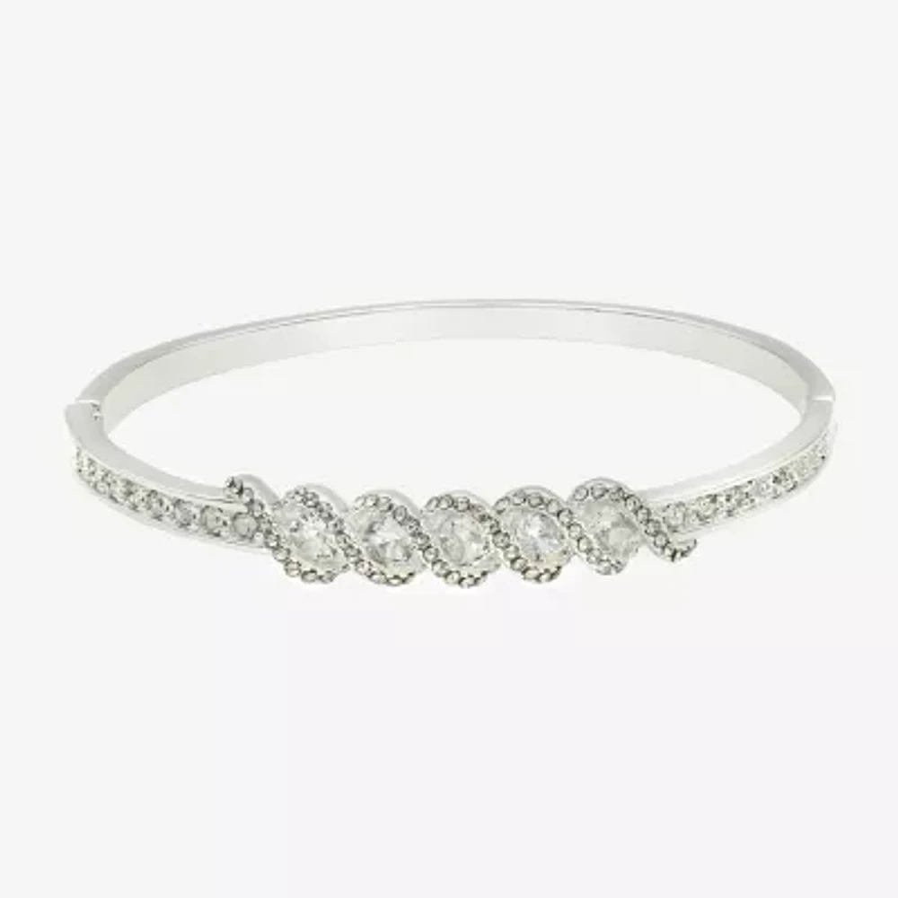 Sparkle Allure Pure Silver Over Brass Round Bangle Bracelet