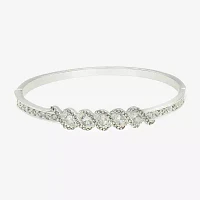 Sparkle Allure Pure Silver Over Brass Round Bangle Bracelet