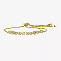 Sparkle Allure Cubic Zirconia 14K Gold Over Brass 7.5 Inch Link Tennis Bracelet