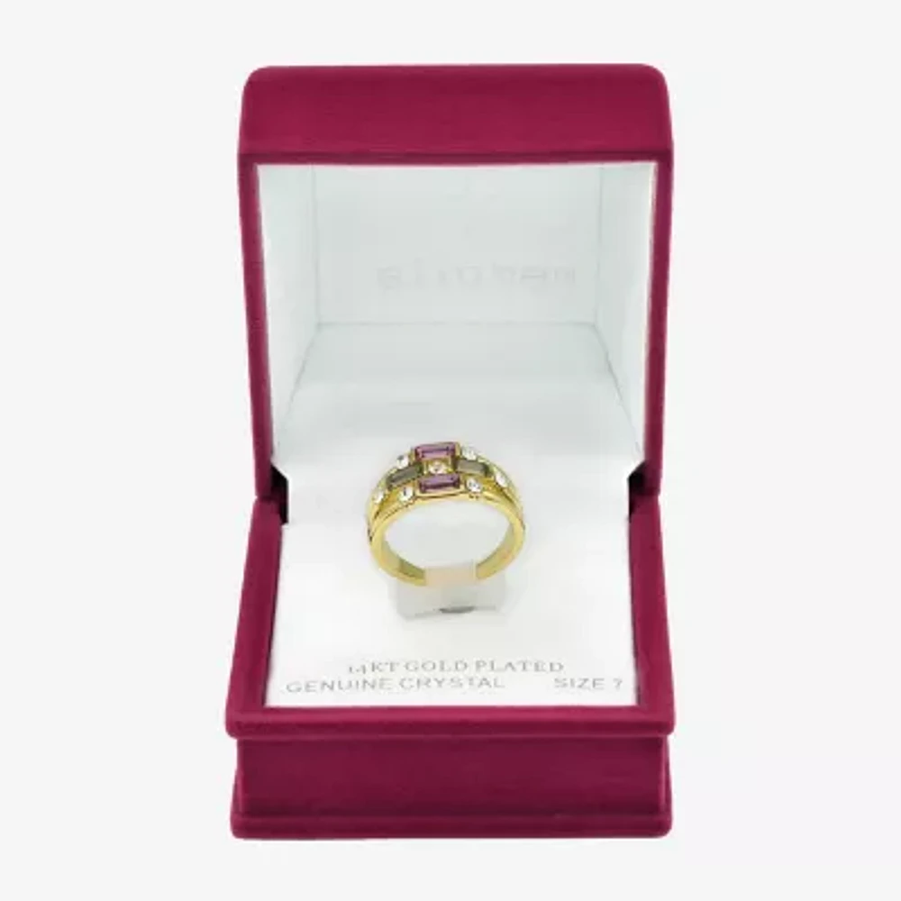Sparkle Allure Faux Stacked Crystal 14K Gold Over Brass Band