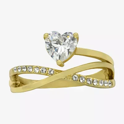 Sparkle Allure Crystal 14K Gold Over Brass Heart Band