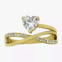 Sparkle Allure Crystal 14K Gold Over Brass Heart Band