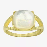 Sparkle Allure Split Shank Mother Of Pearl 14K Gold Over Brass Cocktail Ring