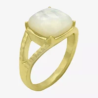 Sparkle Allure Split Shank Mother Of Pearl 14K Gold Over Brass Cocktail Ring