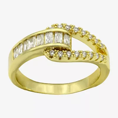 Sparkle Allure Buckle Womens 3MM Cubic Zirconia 14K Gold Over Brass Band