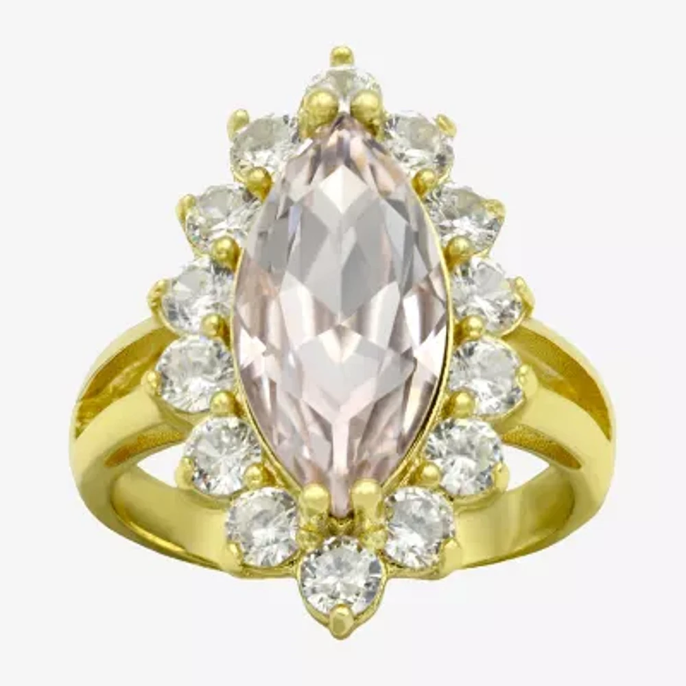 Sparkle Allure Cubic Zirconia 14K Gold Over Brass Halo Cocktail Ring