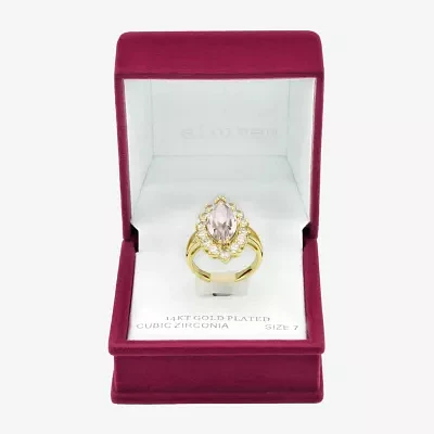 Sparkle Allure Cubic Zirconia 14K Gold Over Brass Halo Cocktail Ring