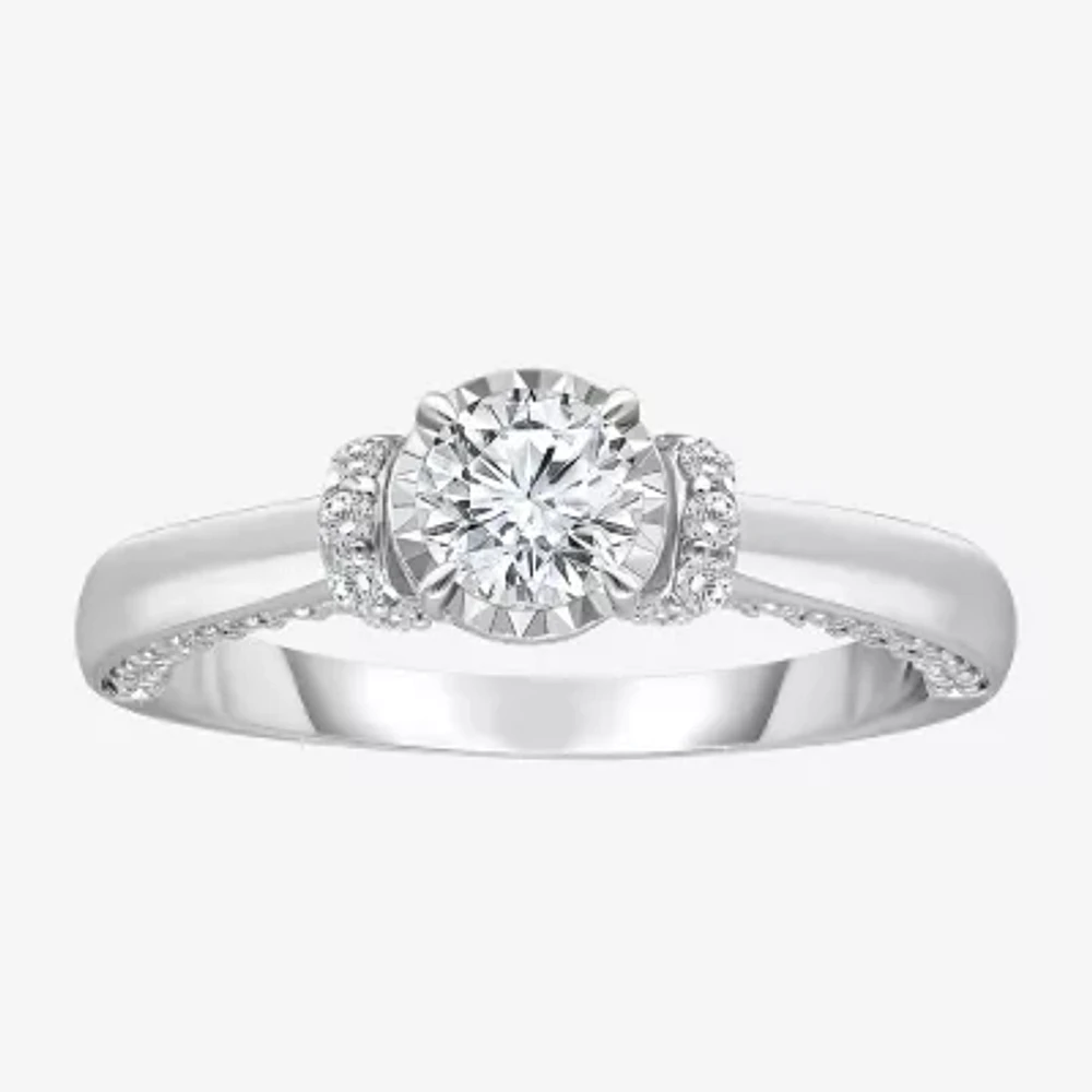 (I / I1) Womens 1 CT. T.W. Lab Grown White Diamond 14K Gold Round Engagement Ring