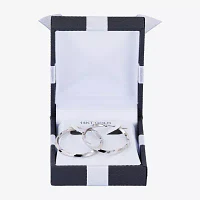 14K White Gold 30mm Oval Hoop Earrings