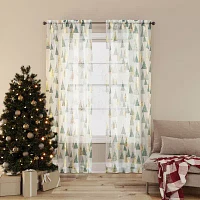 No 918 Balsam Embellished Sheer Rod Pocket Single Curtain Panel