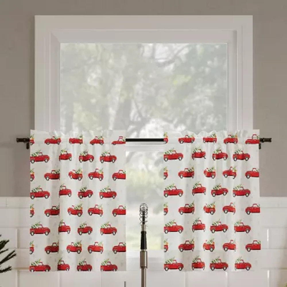 No 918 Christmas Truck Rod Pocket Tailored Valance