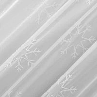 No 918 Holiday Snowflake Embroidered Sheer Rod Pocket Single Curtain Panel