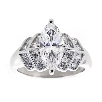 DiamonArt® Cubic Zirconia Sterling Silver Marquise Ring