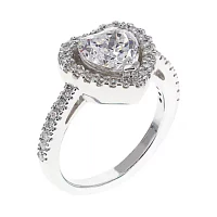 DiamonArt® Cubic Zirconia Sterling Silver Heart Halo Ring