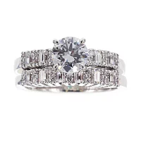 DiamonArt® Cubic Zirconia Sterling Silver Bridal Ring Set