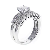 DiamonArt® Cubic Zirconia Sterling Silver Bridal Ring Set