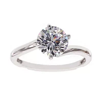DiamonArt® Cubic Zirconia Sterling Silver Solitaire Bridal Ring & Guard