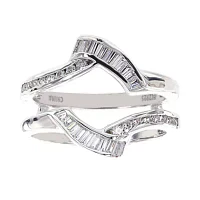 DiamonArt® Cubic Zirconia Sterling Silver Solitaire Bridal Ring & Guard