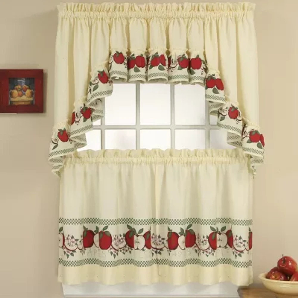 CHF Red Delicious 3-pc. Rod Pocket Kitchen Curtain Window Set