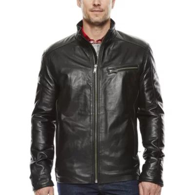 Vintage Leather Straight-Bottom Lambskin Jacket