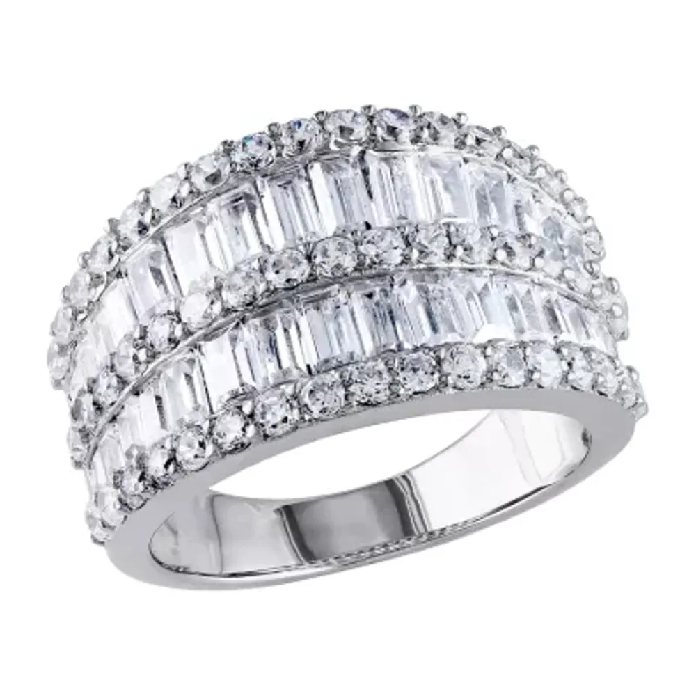 Womens 3.5mm 6 CT. T.W. White Cubic Zirconia Sterling Silver Band