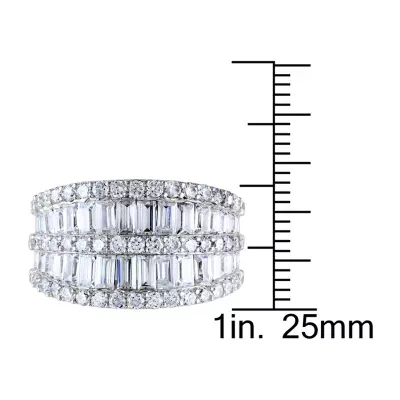 Womens 3.5mm 6 CT. T.W. White Cubic Zirconia Sterling Silver Band