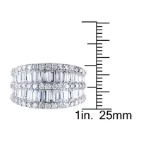 Womens 3.5mm 6 CT. T.W. White Cubic Zirconia Sterling Silver Band