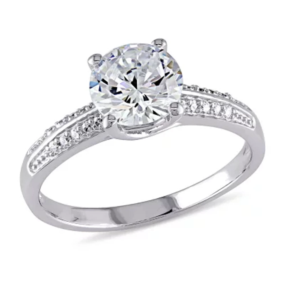 Womens 3 3/4 CT. White Cubic Zirconia Sterling Silver Engagement Ring