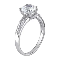 Womens 3 3/4 CT. White Cubic Zirconia Sterling Silver Engagement Ring