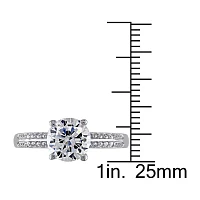 Womens 3 3/4 CT. White Cubic Zirconia Sterling Silver Engagement Ring