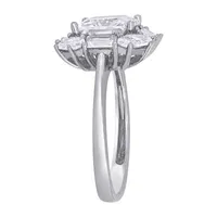 Womens White Cubic Zirconia Sterling Silver Cluster Cocktail Ring