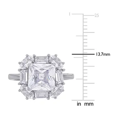 Womens White Cubic Zirconia Sterling Silver Cluster Cocktail Ring