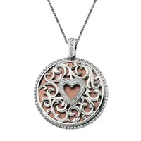 Magnifying Womens 2 3/4 CT. T.W. Cubic Zirconia Pure Silver Over Brass Heart Pendant Necklace