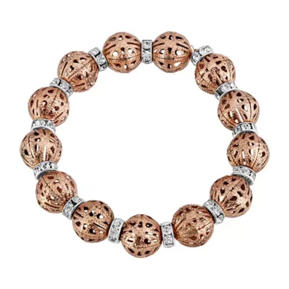 1928 Rose Gold Tone Crystal Stretch Bracelet