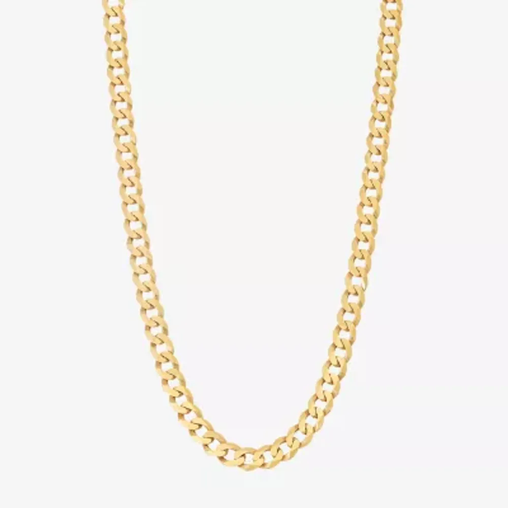 14K Gold Over Silver Solid Curb Chain Necklace