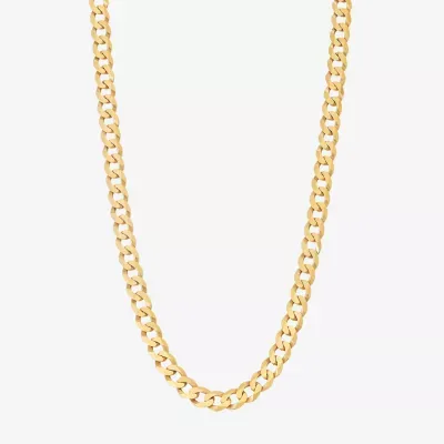 14K Gold Over Silver Solid Curb Chain Necklace