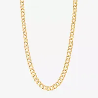 14K Gold Over Silver Solid Curb Chain Necklace