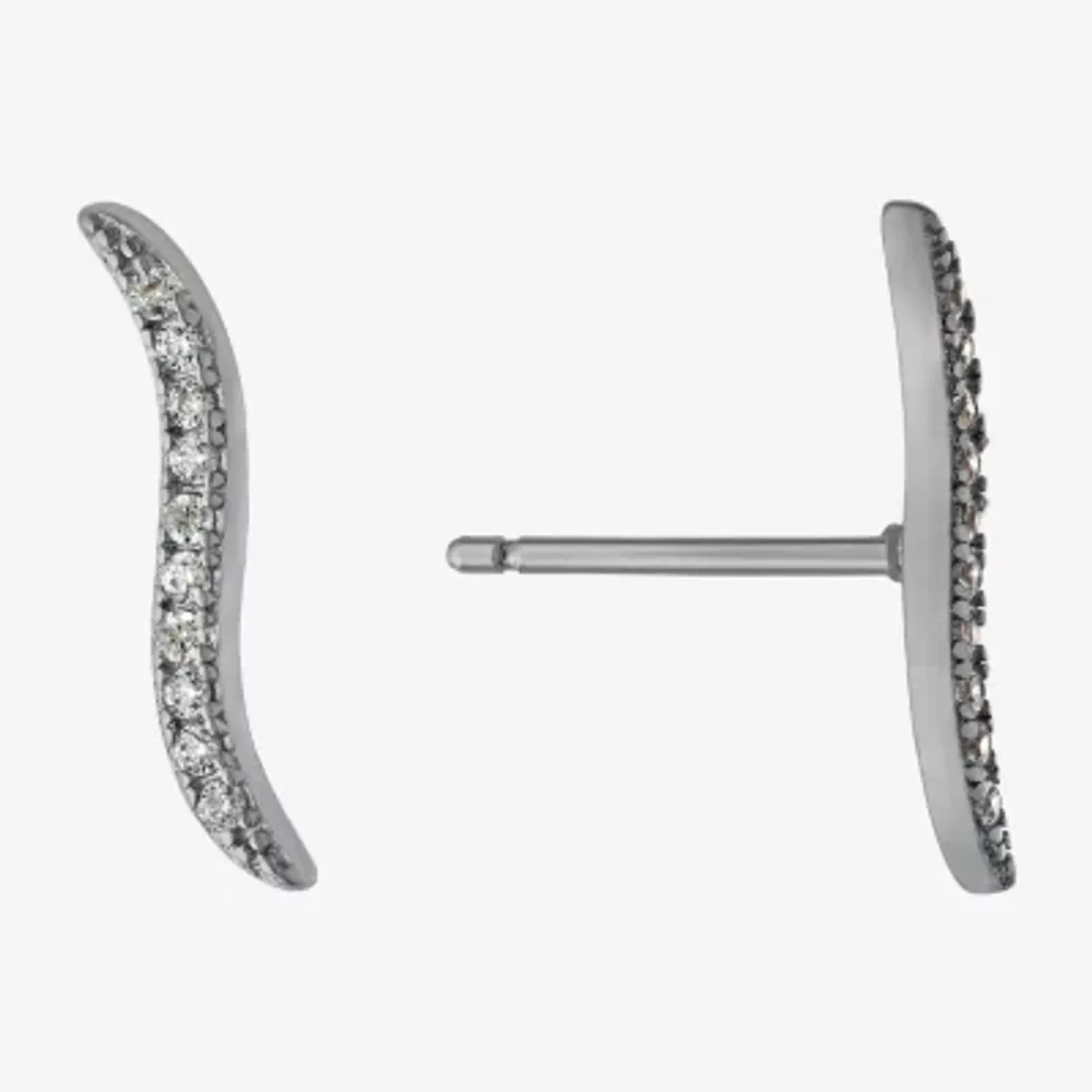 Silver Treasures Cubic Zirconia Sterling Silver Ear Climbers