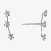 Silver Treasures Cubic Zirconia Sterling Silver Star Ear Climbers