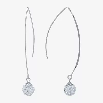 Silver Treasures Crystal Sterling Silver Drop Earrings