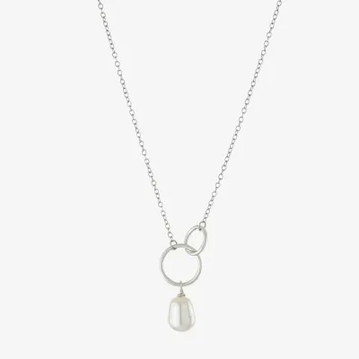 Silver Treasures Cultured Freshwater Pearl Sterling Silver 16 Inch Cable Round Pendant Necklace