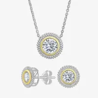 White Cubic Zirconia 10K Gold Sterling Silver Round 2-pc. Jewelry Set