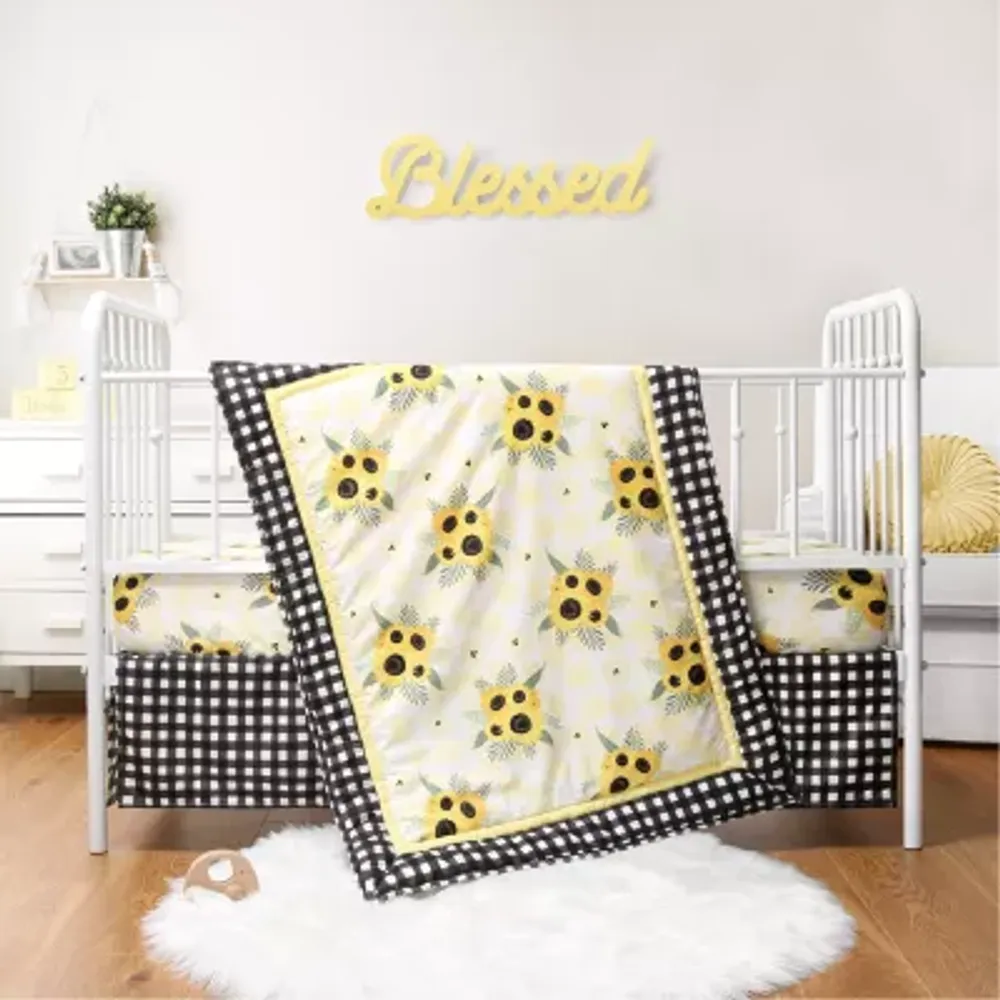 The Peanutshell Sunflower Floral 3-pc. Crib Bedding Set